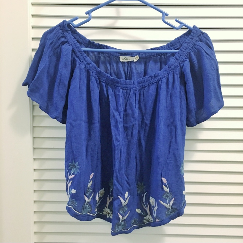 Chloe & Katie off the shoulder embroidered blouse